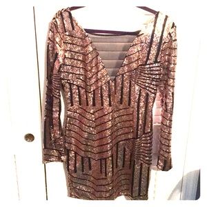 Gold and black sequin dress